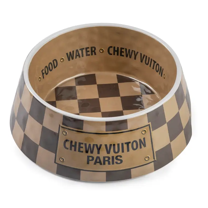 Checker Chewy Vuiton Bowl – 2 Sizes (Small and Medium)